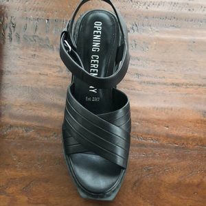 Leather platform wedges